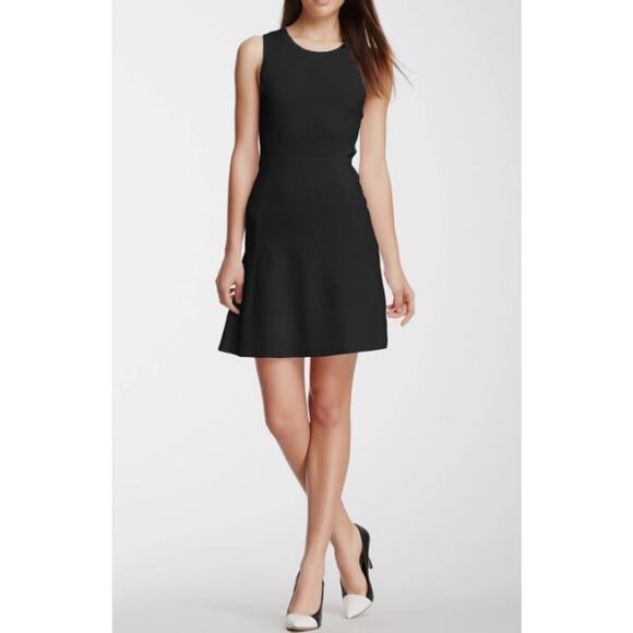 A.L.C. Kerry Ponte Knit Fit-and-Flare Dress Womens M Black Workwear Chic Minimal - Picture 1 of 10